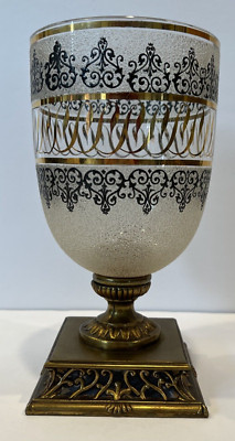 Vtg Loevsky & Loevsky Pedestal Candy Jar Enamel Crystal Overlay French Bohemian