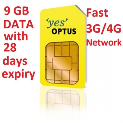 OPTUS 9GB DATA SIM WITH 28 DAYS EXPIRY MOBILE BROADBAND ON 4G/3G FAST
