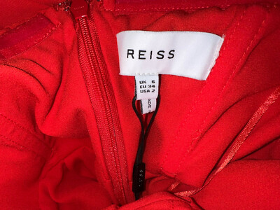 Reiss Roya Halter Neck Pleated Dress Red Size US-2 UK-6 $409