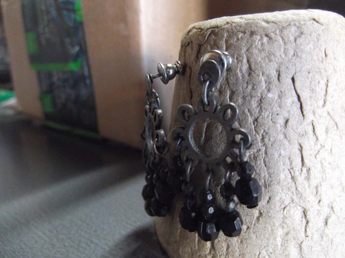 1 par de aretes colgantes antiguos con araña Sunburst de metal de 1,25 pulgadas - Imagen 3 de 7