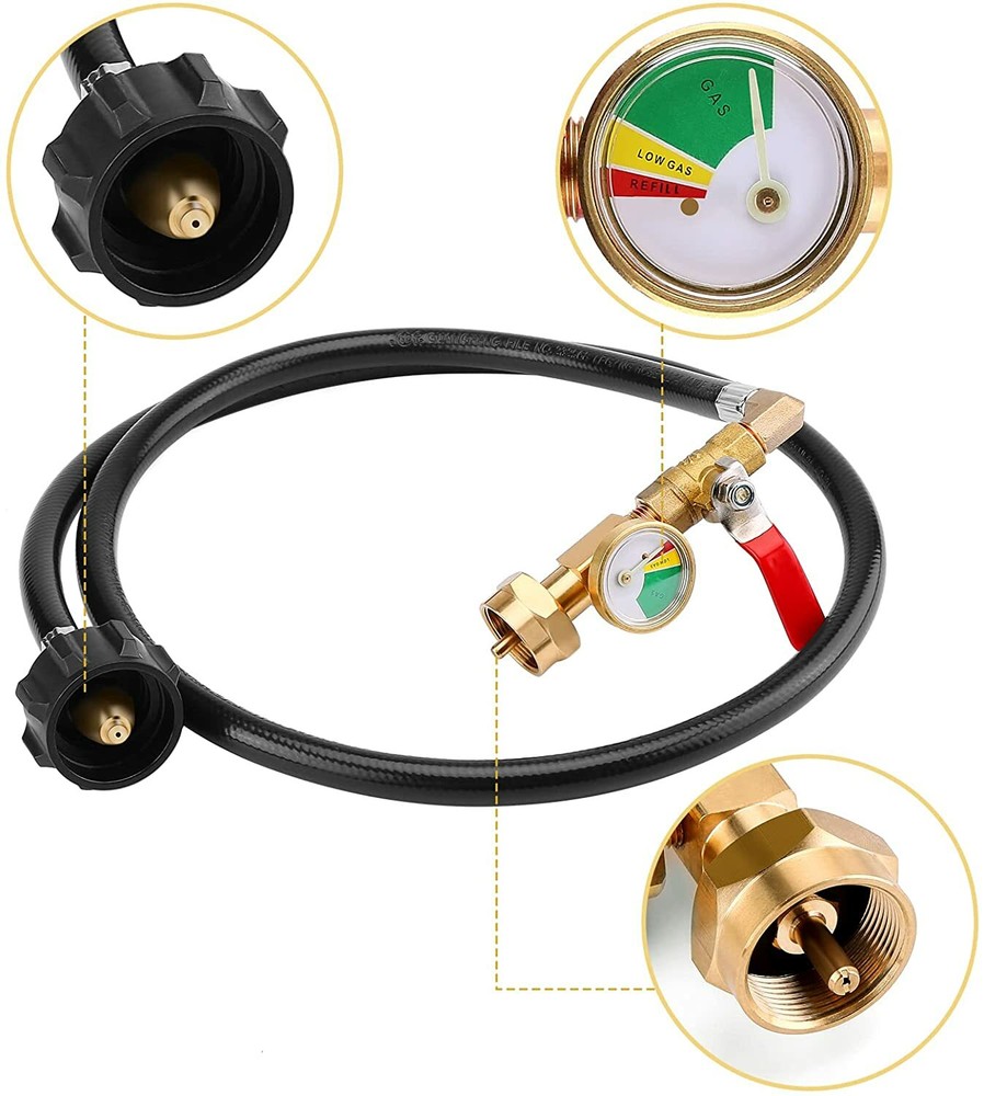 4FT / 48'' Propane Tank Refill Adapter Extension Hose for 1LB Propane Gas Tanks