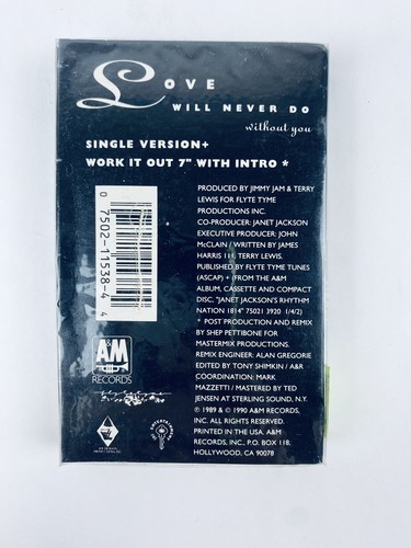 Janet Jackson Love Will Never Do Cassette Single Factory Sealed OOP HTF NOS - Foto 2 di 4