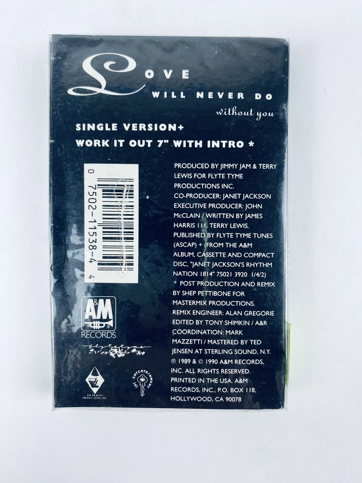 Janet Jackson Love Will Never Do Cassette Single Factory Sealed OOP HTF NOS - Image 2 of 4