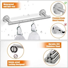 6 Piece Bathroom Hardware Accessories Set with 16" Towel Bar -Silver