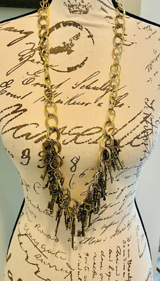 Vintage Massive Skeleton Key Charm Statement Necklace Artisan Studio Crafted