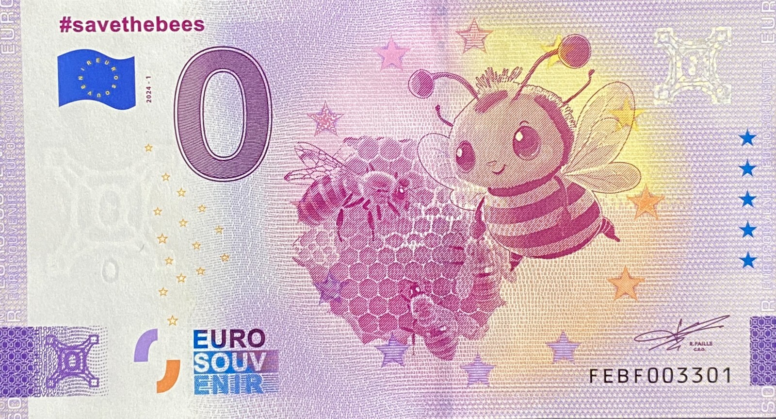BILLET 0 EURO SAVETHEBEES SAUVEZ LES ABEILLES MALTE 2024 NUMERO DIVERS