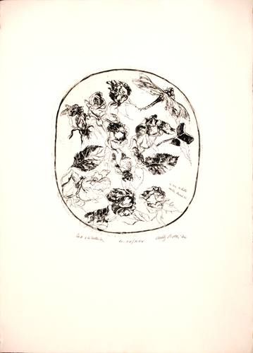 Walter PIACESI "Rose e libellule" , 1970 acquaforte originale firmata - Picture 2 of 2