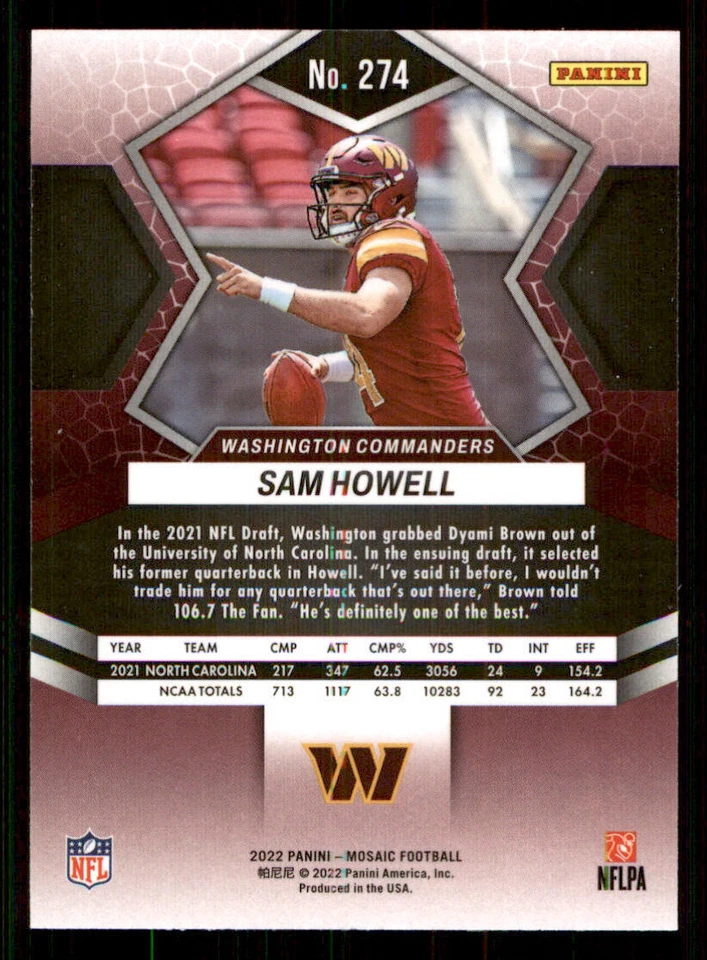 2022 Panini Mosaic #274 Sam Howell DEB - Image 2 of 2