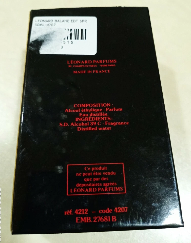 BALAHE von Leonard EDT Eau De Toilette Spray für Damen 1,7 flüssige Unzen/50 ml SELTEN NEU - Bild 2 von 4