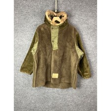 Vintage US Army Military Fleece Parka Field Pile Jacket con cappuccio marrone oliva M