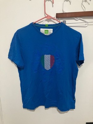 Hugo Boss Boy's Special Country Edition For Italy T-Shirt, Blue, Size Medium
