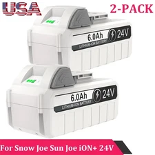 2Pack 24V 6.0Ah Lithium Battery for Snow Joe + Sun Joe iON+24VBAT-LTX 24VBAT-LTW