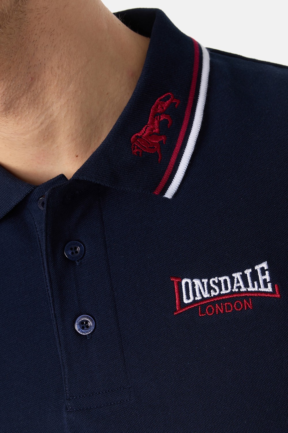 Lonsdale POLO CLASSIC Polo Shirt Men Navy Blue Cotton S-5XL Logo image 5