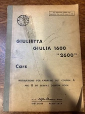 Original factory Alfa Romeo Giulia Giulietta 1600 2600 A&B