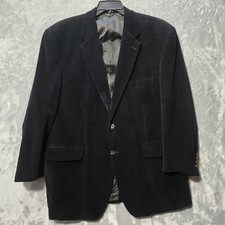Chaps Corduroy Blazer Sport Coat Black 46L 2 Button