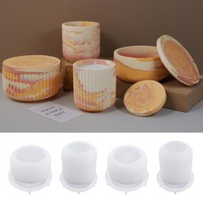 4pcs Cup Shape Candle Jar Silicone Mold with Lid, Handmade Storage Bowl Resin...