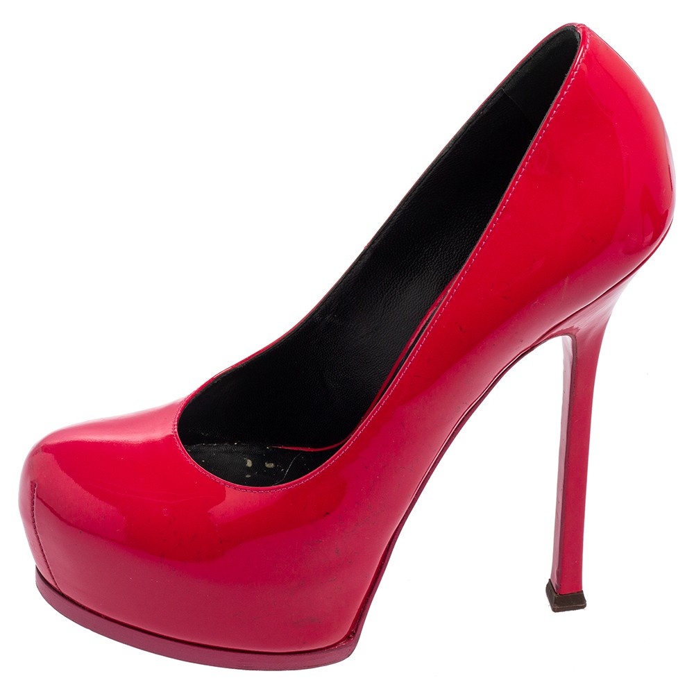 Décolleté tribtoo in pelle verniciata Saint Laurent Magenta taglia 38 5