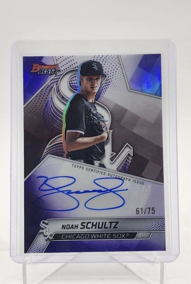 2025 BOWMAN'S BEST #B25-NS NOAH SCHULTZ AUTOGRAPH PURPLE REFRACTOR AUTO /75
