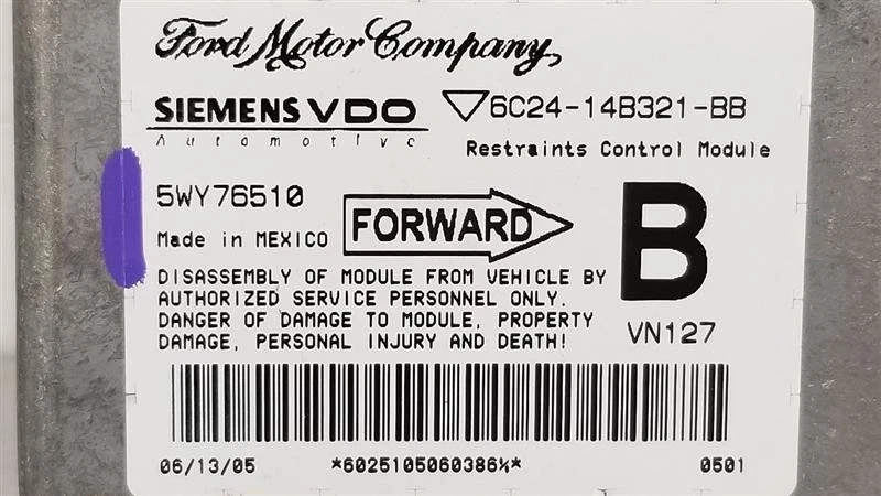 06 FORD E350 SUPER DUTY SRS MÓDULO DE CONTROLE 6C2414B321BB - Imagem 3 de 4