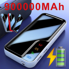 900000mAh Power Bank 2USB LED Backup Battery Pack Fast Charger for Mobile Phone