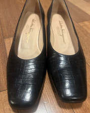 Vintage Salvatore Ferragamo Womens Mustang Calf Croc Shoes Size 8.5 AA