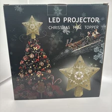 Christmas Tree Topper Lighted with 5 Projected Star Projector LED Rotating Light