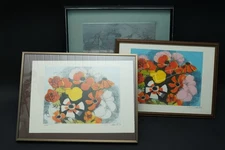 Dietmar Lemcke Flower Still Life 2 Colour + Original Print Plate 1976 1.AIO