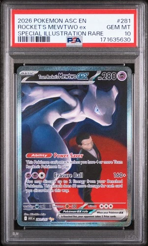 2026 POKEMON ASC EN-ASCENDED HEROES #281 TEAM ROCKET'S MEWTWO EX PSA 10
