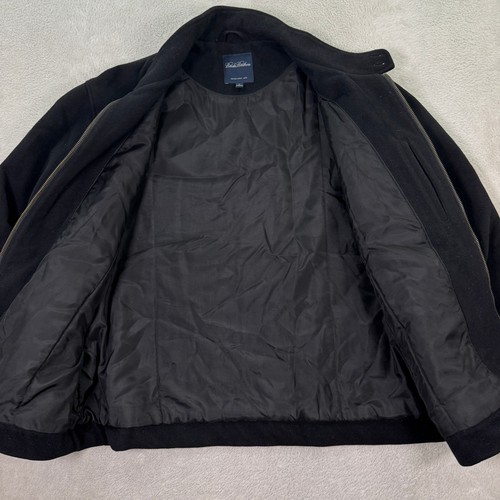 Brooks Brothers Black Wool Blend Zip Up Bomber Jacket Mens XL Insulated Lined - Picture 3 of 13