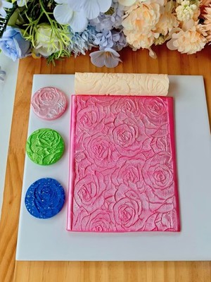 1Pc 3D Rose Flower Texture Polymer Clay Roller for Earring Jewelry Making