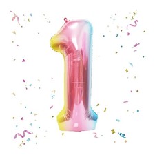 40 Inch Giant Rainbow Number 1 Balloons, Birthday Balloons, Helium Mylar Foil...