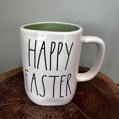 Rae Dunn Mug Oversized Happy Easter Coffee Tea Cup Green Interior Spring