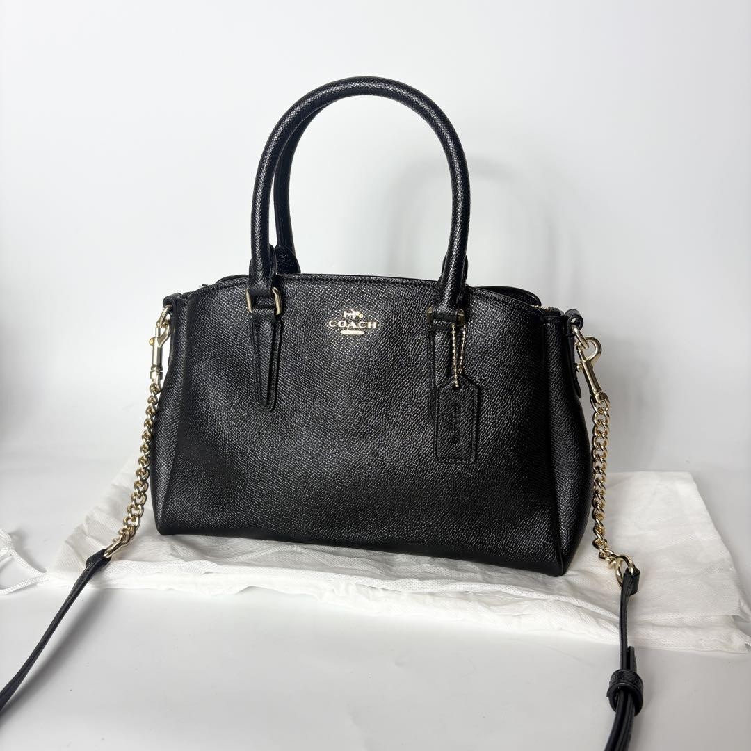 Coach Black Chain Shoulder Bag 2Way Authentic Pre-Owned