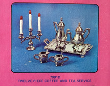   TWELVE-PIECE COFFEE  CAKE SET Vintage Metal Serving Dishes for Dolls NRFB  