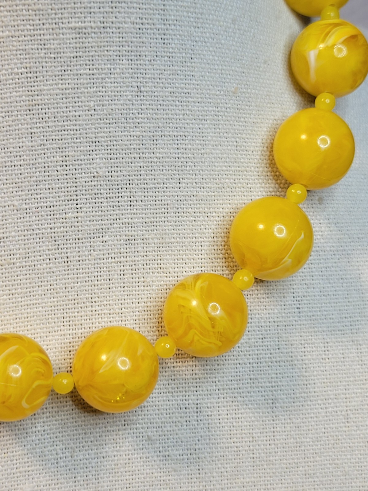 Large Yellow Marbled Translucent Lucite Beaded 17… - image 15