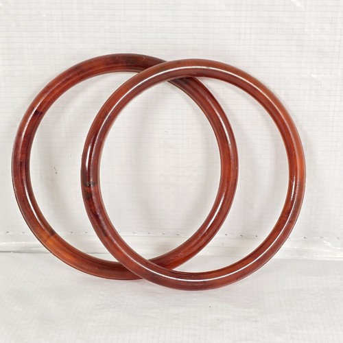 Vintage Circle Plastic Purse Handles, 5" Round, Two Tones, Bakelite?