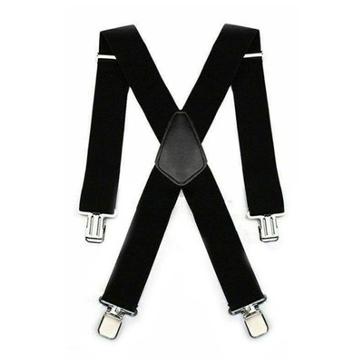 Unisex General Pants Cross X Shape Suspender Strap Leather Crosspatch