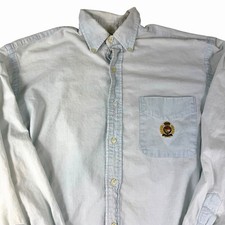 VTG Polo Ralph Lauren Denim Button Shirt Crest Men’s Med Made in USA Long Sleeve