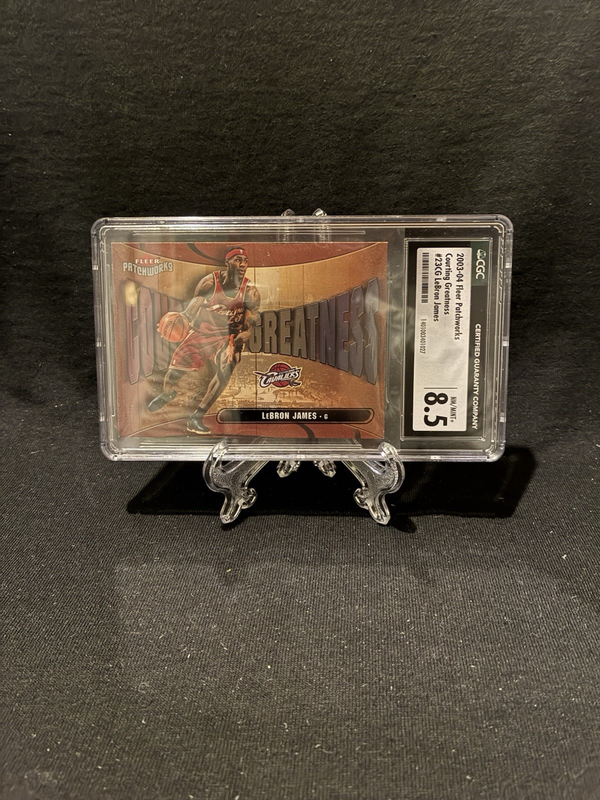 LeBron James #23 Basketball Cards 2003 Fleer Patchworks Courting Greatness trading card — raw and PSA graded price guide