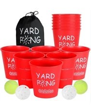 Giant Yard Pong Outdoor Game for Adults and Family, 12 Buckets & Balls