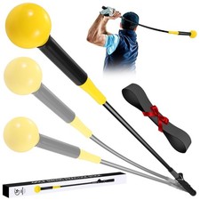 Golf Swing Trainer Aid with Arm Band, Golf Warm-Up Stick for Rhythm, Yellow