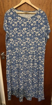Seasalt Cornwall Wild Bouquet Dress Size  22 blue & white floral pattern 