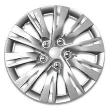 Auto Drive 15 Inch Silver Alloy Finish Hubcap Wheel Covers - Set of 4 - Fits Mos