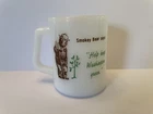 Rare Vintage Federal Milk Glass Smokey The Bear Advertising Mug Fire King