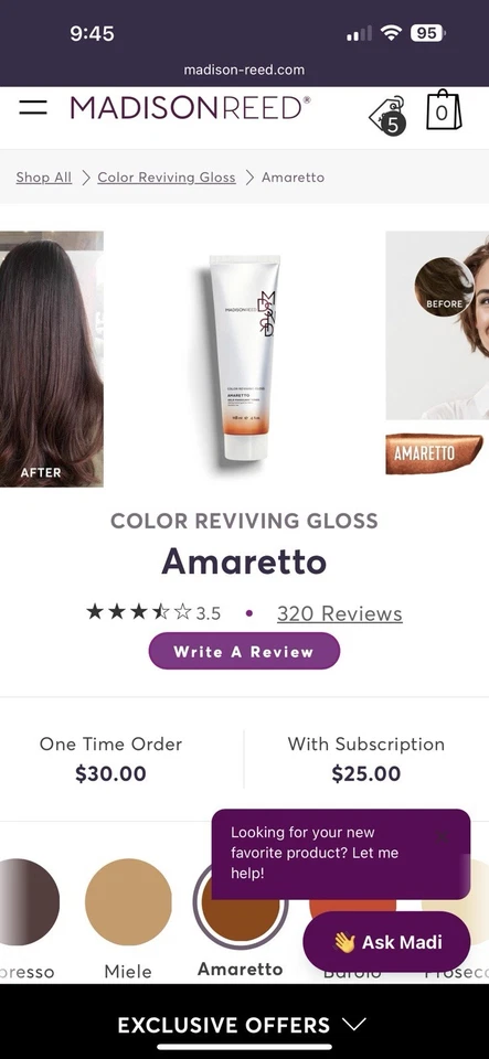 Madison Reed Ultimate Color Refresh Color Reviving Gloss Novo Amaretto CONJUNTO DE 3 - Imagem 3 de 4