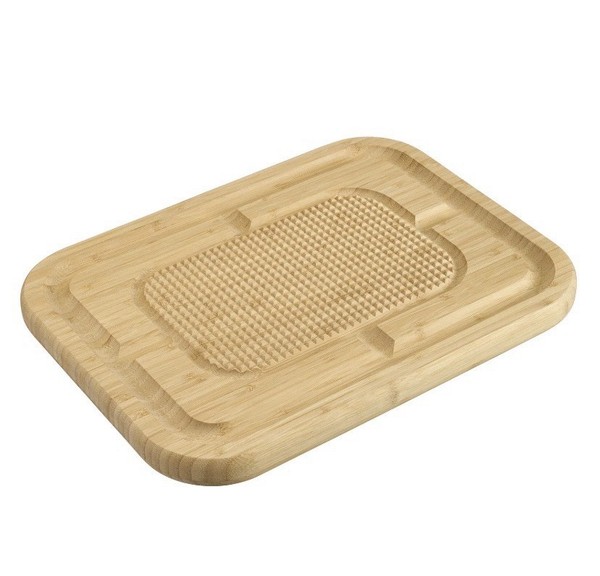 Bambus Schneidebrett Mit Saftrille, Glatte Und Strukturierte Stachel 45X30Cm-image