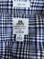 J. CREW Thomas Mason Archive Ludlow men's cotton blue plaid LS shirt. SMALL