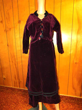 ANTIQUE Edwardian Purple VELVET Skirt and Blouse DAMAGE Beautiful  