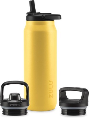 ZULU Base 40oz Stainless Steel Water Bottle with 3 Lids- Straw, Chug, Twist | Do