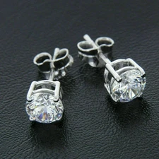 1Ct Round VVS1/D Lab Created Diamond Solitaire Stud Earrings 14k White Gold Over